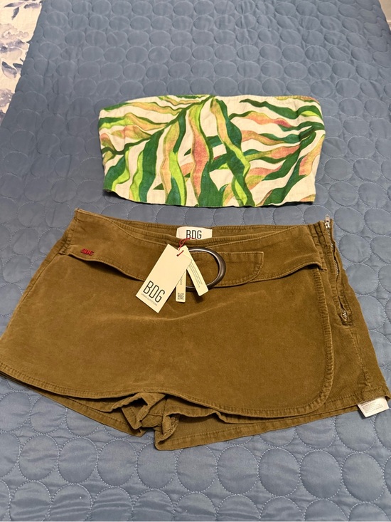 BDG Tops - BDG Olive Corduroy Skort with Ring Accent
